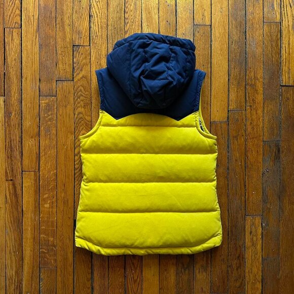 Patagonia Bivy Down Hooded Puffer Vest Jacket Women Small Yellow Blue Gorpcore - Picture 6 of 8